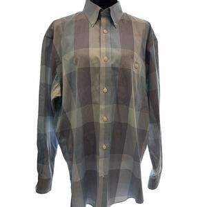 ORVIS Dress Shirt Mens Lg Multiple Blue Plaid Wrinkle Free Button Up Pre-owned